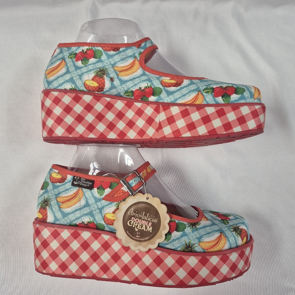 Hot Chocolate Design Shoes Kitsch Picnic Platforms HCD Size 8 EU 38 - Picture 3 of 12
